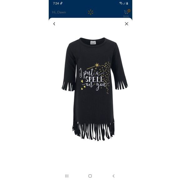 New Girl's 6 Black I Put A Spell on You Halloween Fringe Dress Unique Ba… - Picture 1 of 2